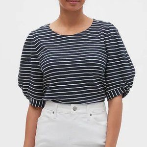 BANANA REPUBLIC Striped Twist-Sleeve Navy Top